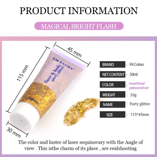 Body Glitter Holographic Chunky Glitter Gel for Festival Halloween Make-up Face Glitter Liquid Hair Glitter for Women…