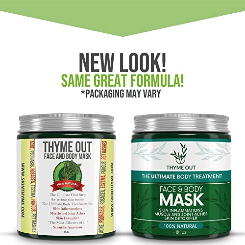 Thyme Out Face and Body Mask (8oz) - Anti-Inflammatory Formula Soothes Psoriasis, Acne and Facial Eczema - Quickly…
