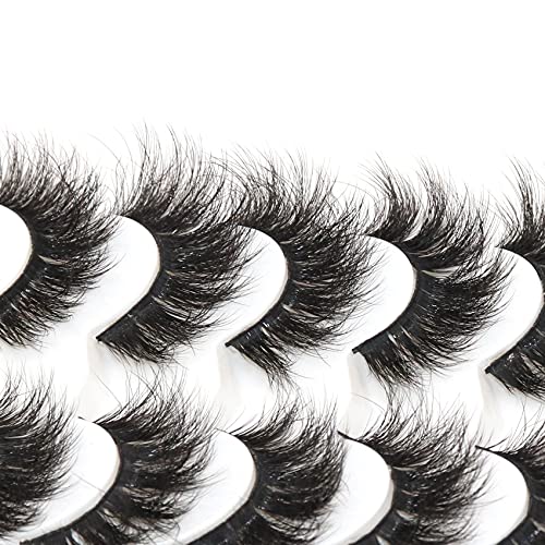 Losha False Lashes Super Fluffy Faux Mink Eyelashes Dramatic Long and Full Fake Eyelashes 7 Pairs Pack Volume Lashes
