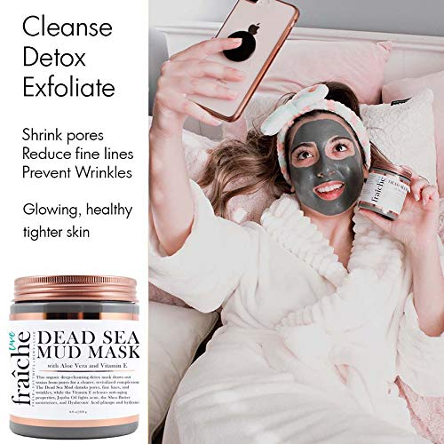 Live Fraiche Organic Dead Sea Mud Mask Facial & Body Cleanser- 8.8oz -Fight breakouts acne blackheads & Reduce Pores…