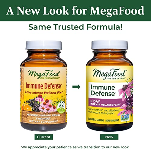 MegaFood, Immune Defense, Supports Immune and Cellular Health, 5-Day Intense Wellness Supplement Vegan, 30 Tablets (15…