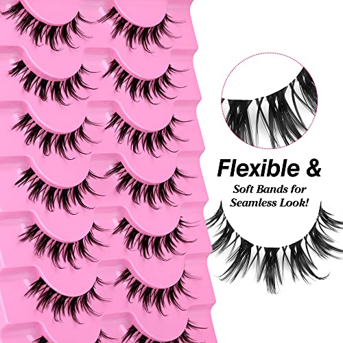 Natural Manhua Lashes Wispy Manga Anime False Eyelashes Clear Bands Japanese Korea Asian Spiky Fake Eyelashes Like…