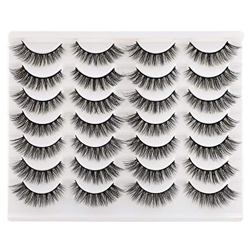 Newcally Lashes False Eyelashes Cat Eyes Wispy Natural Faux Mink Lashes 14 Pairs Pack Light Volume Short Fake Eye Lashes…
