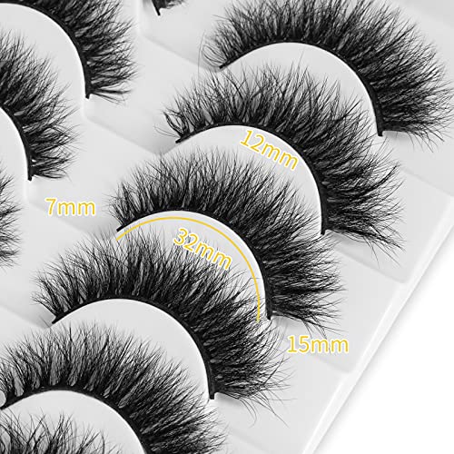 KOUSEI Lashes False Eyelashes Cat Eyes Wispy Natural Faux Mink Lashes 6 Pairs Pack Light Volume Short Fake Eye Lashes…