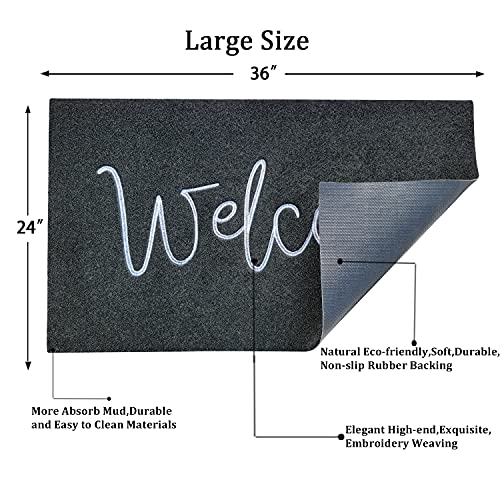 AAZZKANG Large Door Mat with Durable Non Slip Rubber Backing Welcome Mat 24x36 Ultra Absorb Mud Easy Clean Indoor…