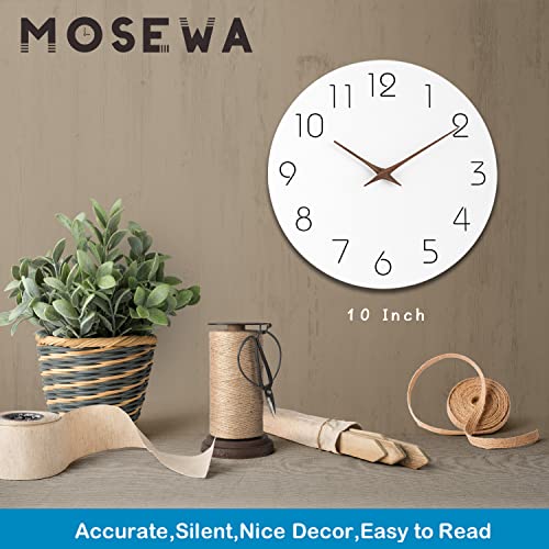 Mosewa Wall Clock - Silent Non-Ticking 10 Inch Wall Clocks Battery Operated - Modern Style Wooden Clock Decorative for…