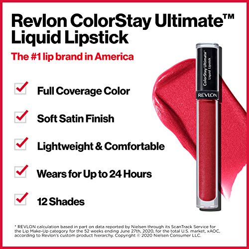 Liquid Lipstick by Revlon, Face Makeup, ColorStay Ultimate, Longwear Rich Lip Colors, Satin Finish, 030 Miracle Mauve, 0…