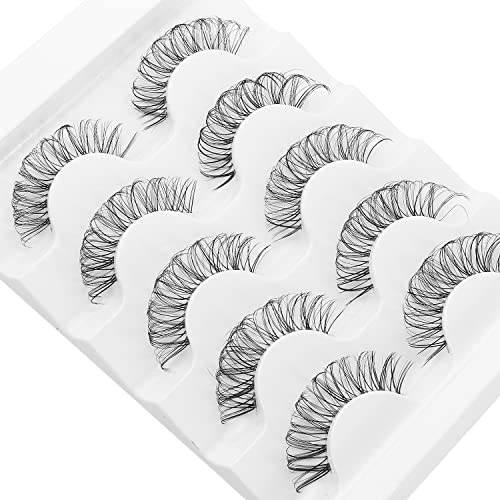 DSLONG Cat Eye Lashes Looks Like Eyelash Extensions, Russian Strip Lashes Clear Band Natural Look Wispy Lashes, D Curl…