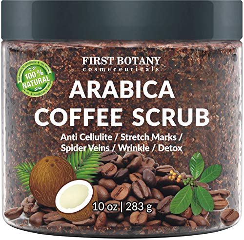 100% Natural Arabica Coffee Scrub with Organic Coffee & Shea Butter - Best Acne, Anti Cellulite and Stretch Mark…
