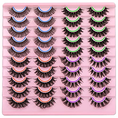 Focipeysa False Lashes Natural Look 20 Pairs Russian Strip Lashes Fluffy D Curl Eyelashes Natural Lashes Fake Lashes…