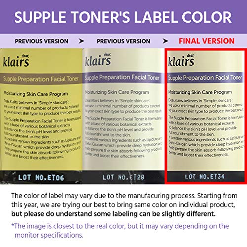 [DearKlairs] Supple Preparation Facial Toner, with Hyaluronic Acid, moisturizer, without paraben and alcohol, 180ml, 6…