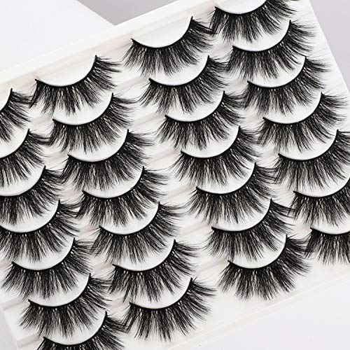 Newcally Lashes False Eyelashes Dramatic 20MM Faux Mink Lashes Pack 14 Pairs Wispy Long Thick Fluffy Strip Eye Lashes…