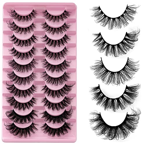 False Eyelashes Russian Strip Lashes Faux Mink Lashes Natural Look Fluffy Thick Wispy 3D Effect Cat Eye Lashes Full…