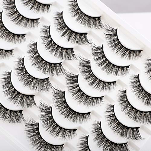 Newcally Lashes False Eyelashes Cat Eyes Wispy Natural Faux Mink Lashes 14 Pairs Pack Light Volume Short Fake Eye Lashes…
