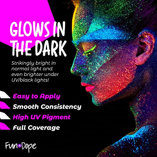 UV Body Paint and Face Paint - 8 Colors - Blacklight Reactive Paints - Body Makeup Glows In the Dark for Black Light…