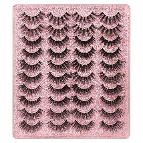 20 Pairs False Eyelashes 3D Faux Mink Lashes Natural Look Wispy Fake Eyelashes ALPHONSE 16-20MM Fluffy Volume Long Thick…
