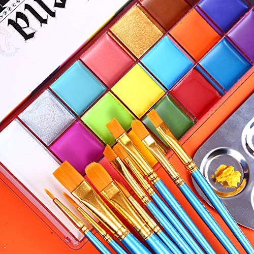 UCANBE Face Body Paint Set-Athena Painting Palette,10 Professional Artist Brush,Large Deep Pan Ideal for Halloween…
