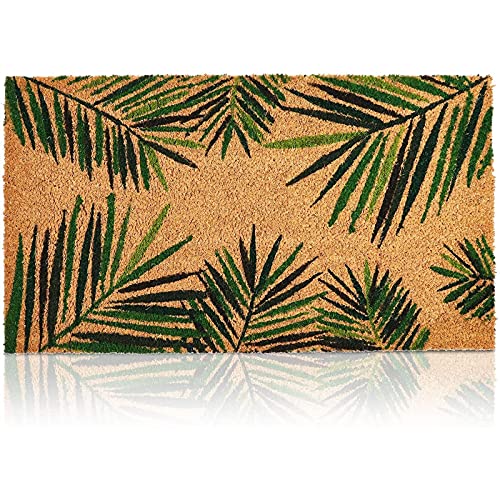 Juvale Tropical Welcome Mat for Outdoor Entrance, Coco Coir Palm Leaf Doormat for Front Porch, Patio (30 x 17 Inches)