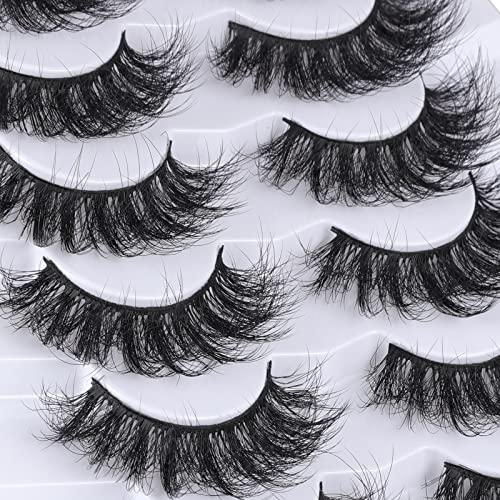 Mebver False Eyelashes Mink Lashes Cat Eye Lashes Natural Look 8D Fake Eyelashes Wispy Lashes That Look Like Extensions…