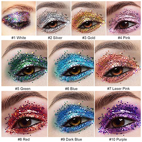 Body Glitter Makeup Set, 2Pcs Mermaid Sequins Face Glitter Gel Makeup for Body, Hair, Face, Nail, Eyeshadow, Long…